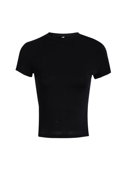 Y2K Style Solid Color Slimming Short-sleeved T-shirt