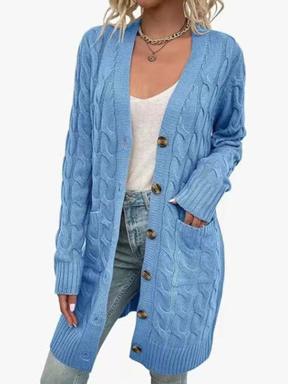 Fashionable Long Single-breasted Casual Cardigan Sweater