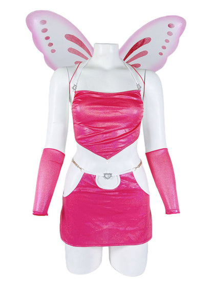 Rose Navel-baring Buttocks-baring Sexy Uniform Set with Fairy Wings