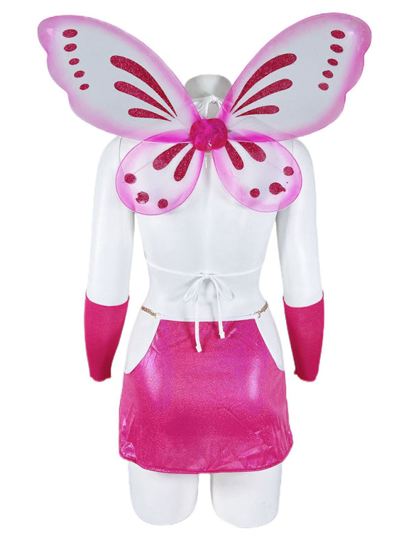 Rose Navel-baring Buttocks-baring Sexy Uniform Set with Fairy Wings