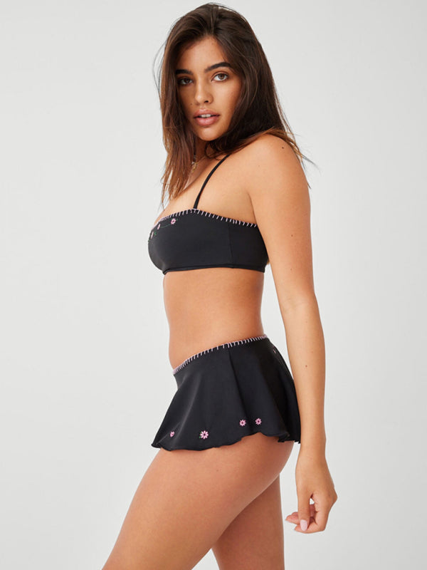 Bandeau Style Halter Top & Cheeky Skirt Swimsuit