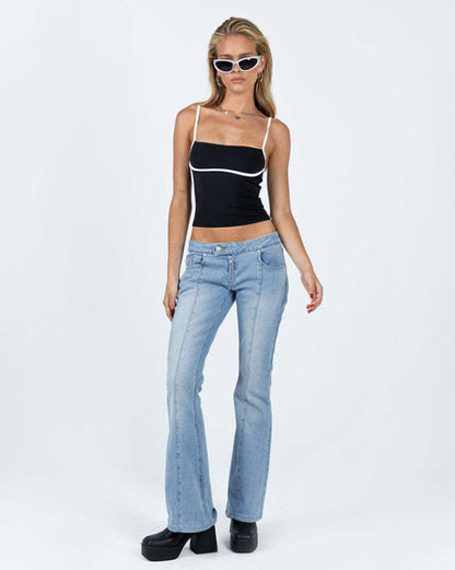 Cropped Slim Fit Contrast Color Piping Camisole