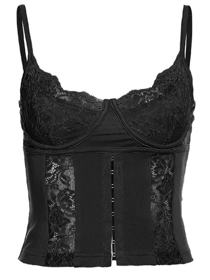 Lace Halter Sweetheart Neck Slim-Fit Cami