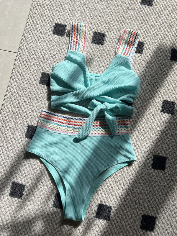 Rainbow Ribbon Series High Waisted Two-piece Swimsuit Bikini