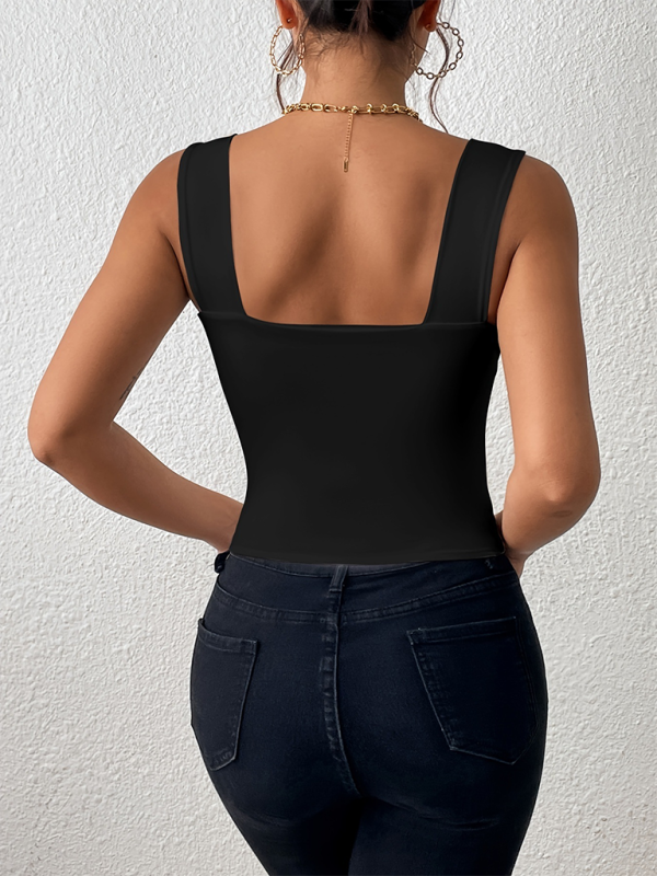 Wide Shoulder Strap Sexy Slim Hot Girl Sleeveless Camisole Top