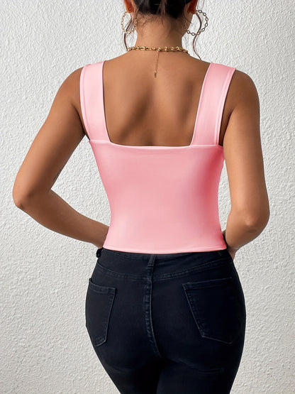 Wide Shoulder Strap Sexy Slim Hot Girl Sleeveless Camisole Top