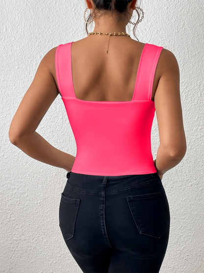 Wide Shoulder Strap Sexy Slim Hot Girl Sleeveless Camisole Top