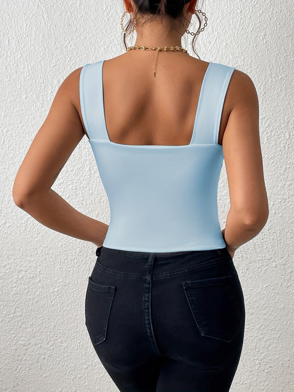 Wide Shoulder Strap Sexy Slim Hot Girl Sleeveless Camisole Top