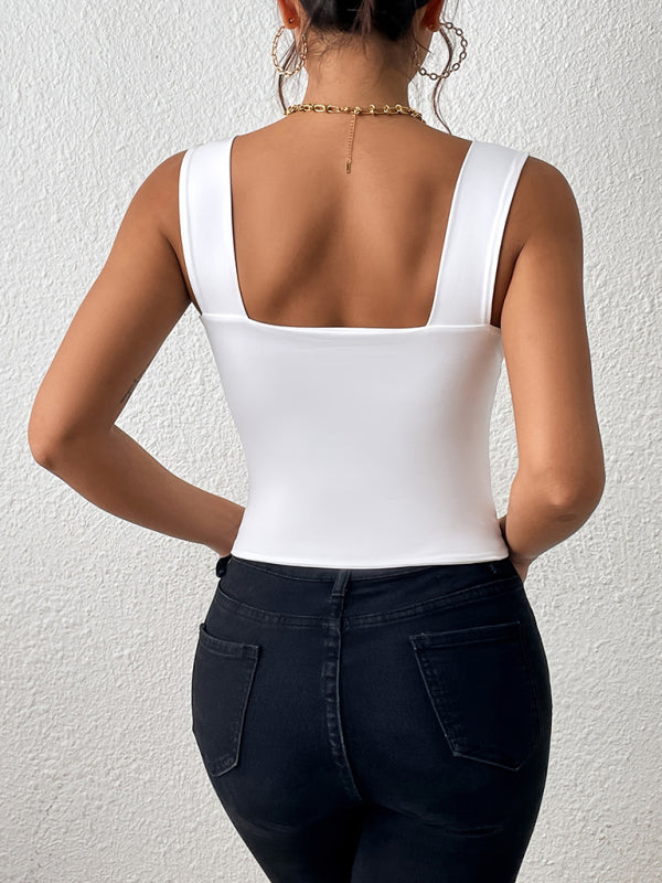 Wide Shoulder Strap Sexy Slim Hot Girl Sleeveless Camisole Top