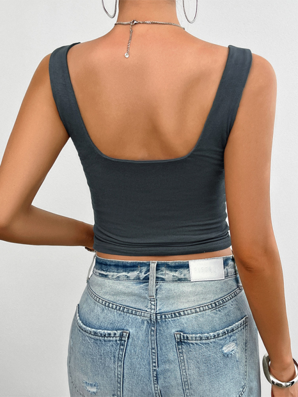 Solid Color Slim Fit Twist Halter Tank Top