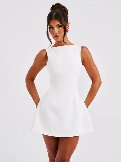 Sexy Slim Backless Tank Top Basic Mini Dress