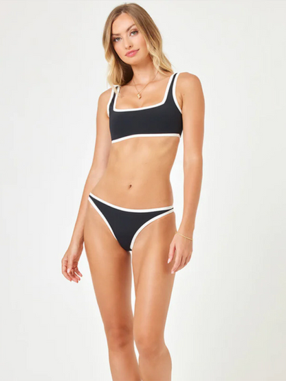 Low-rise Sexy Black and White Bikini Swimsuit