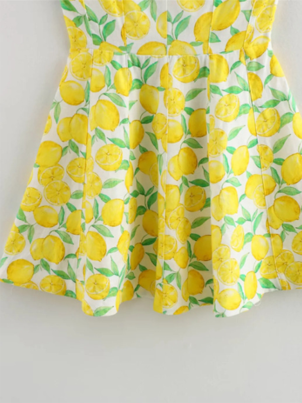 Lemon Print Halter Mini Dress