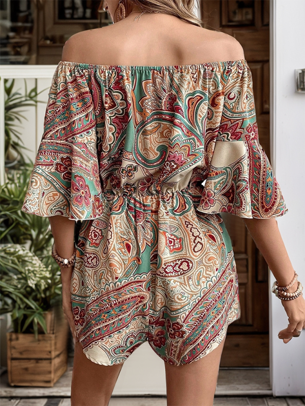 Floral Fashion Print Off-shoulder Romper