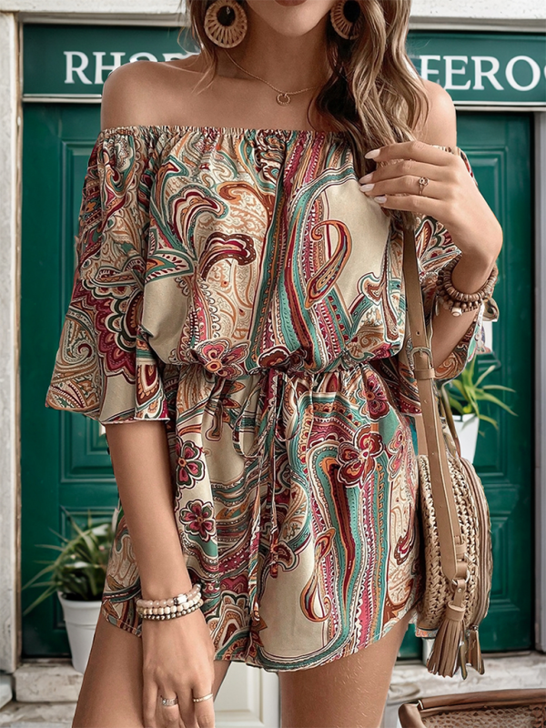 Floral Fashion Print Off-shoulder Romper