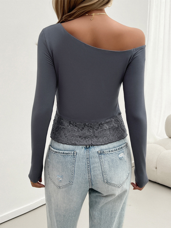 Y2k Lace Slim Fit Long Sleeve Top