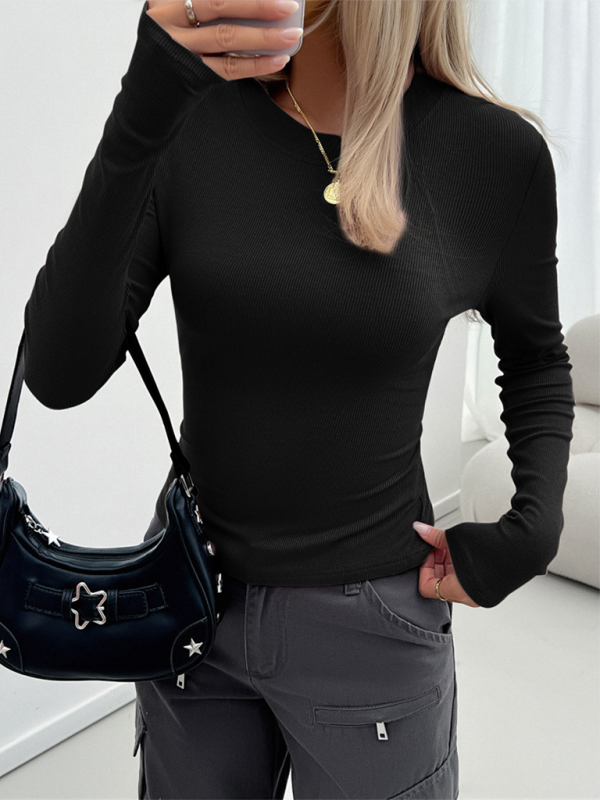 Temperament Slim Fit Round Neck Long Sleeve Y2k Top