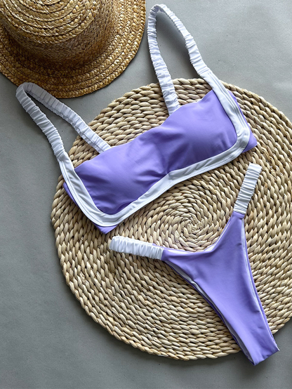 Sexy Contrast Color Stitching Bikini Swimsuit