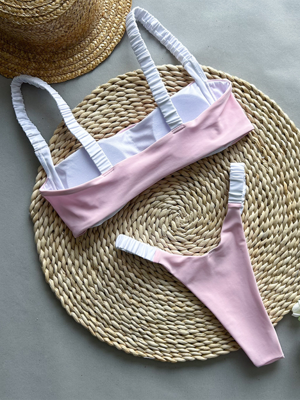 Sexy Contrast Color Stitching Bikini Swimsuit