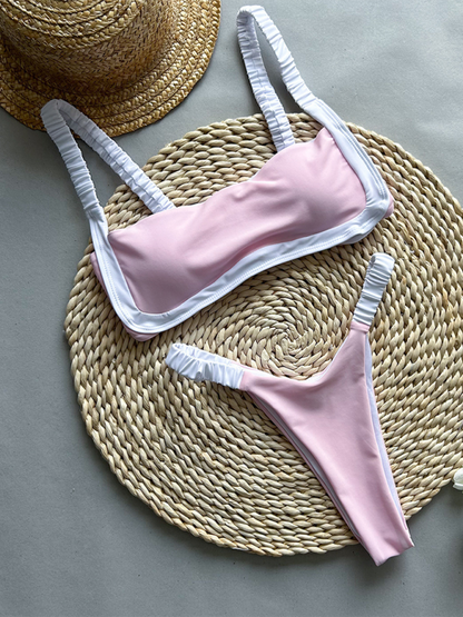 Sexy Contrast Color Stitching Bikini Swimsuit