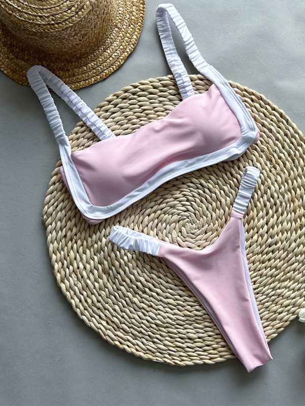 Sexy Contrast Color Stitching Bikini Swimsuit