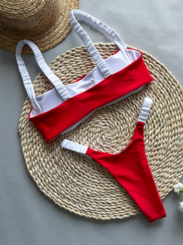 Sexy Contrast Color Stitching Bikini Swimsuit