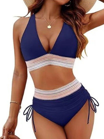 High Waist Deep V-neck Bikini Swimsuit