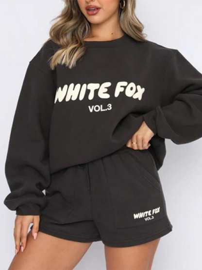 Street Style White Fox "Vol 3" Sweatshirt & Sweatpants Sweater Set