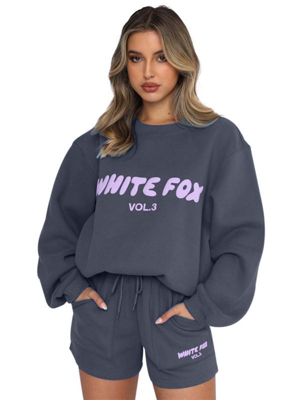 Street Style White Fox "Vol 3" Sweatshirt & Sweatpants Sweater Set