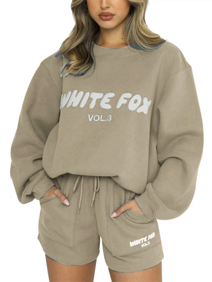 Street Style White Fox "Vol 3" Sweatshirt & Sweatpants Sweater Set