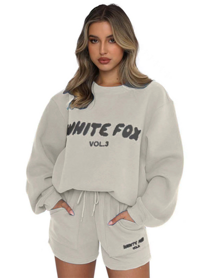 Street Style White Fox "Vol 3" Sweatshirt & Sweatpants Sweater Set