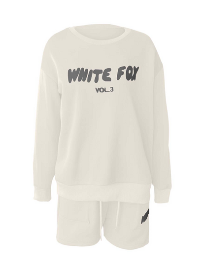 Street Style White Fox "Vol 3" Sweatshirt & Sweatpants Sweater Set