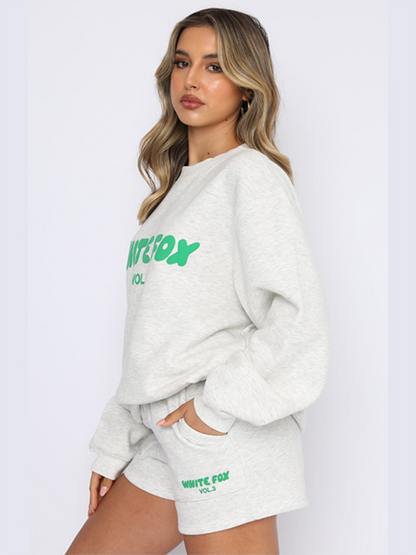 Street Style White Fox "Vol 3" Sweatshirt & Sweatpants Sweater Set