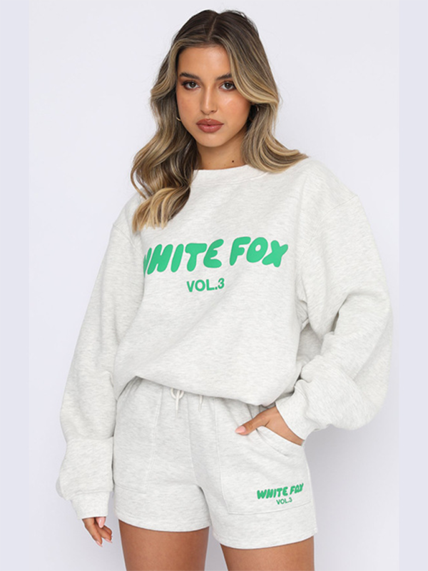 Street Style White Fox "Vol 3" Sweatshirt & Sweatpants Sweater Set