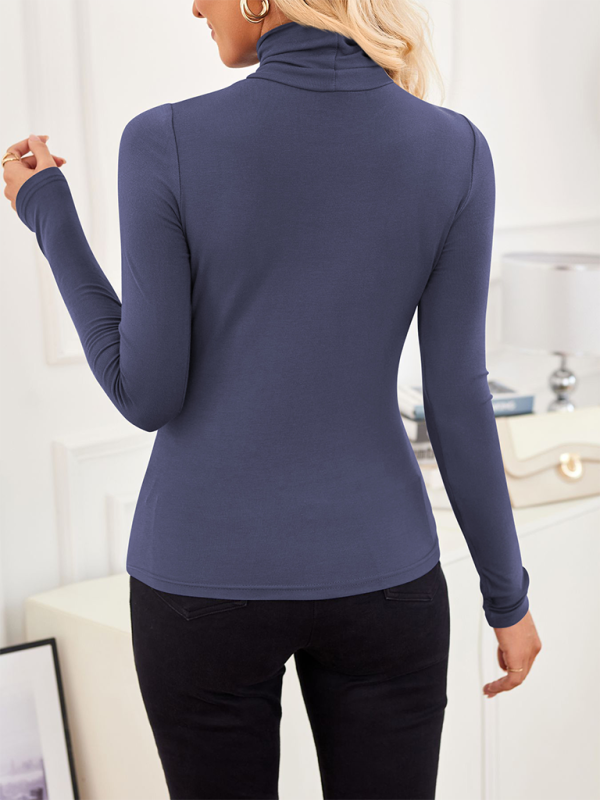 Cropped High-neck Long Sleeve Bottoming T-shirt