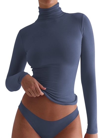 Cropped High-neck Long Sleeve Bottoming T-shirt