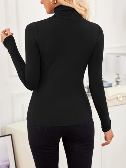 Cropped High-neck Long Sleeve Bottoming T-shirt