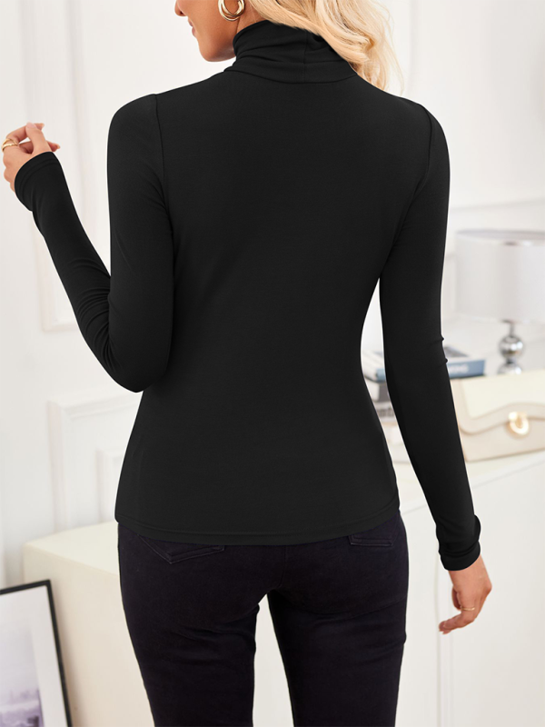 Cropped High-neck Long Sleeve Bottoming T-shirt