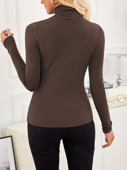 Cropped High-neck Long Sleeve Bottoming T-shirt