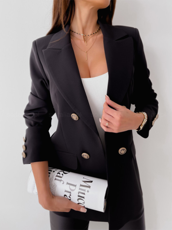 Double-breasted Solid Color Fashion Blazer