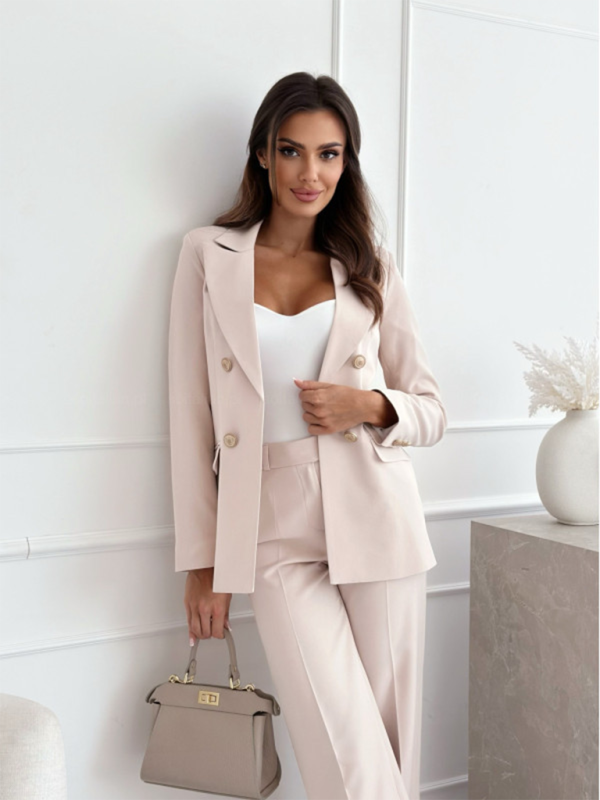 Double-breasted Solid Color Fashion Blazer