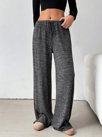 Casual Striped Rubber-band Drawstring Straight Leg Pants