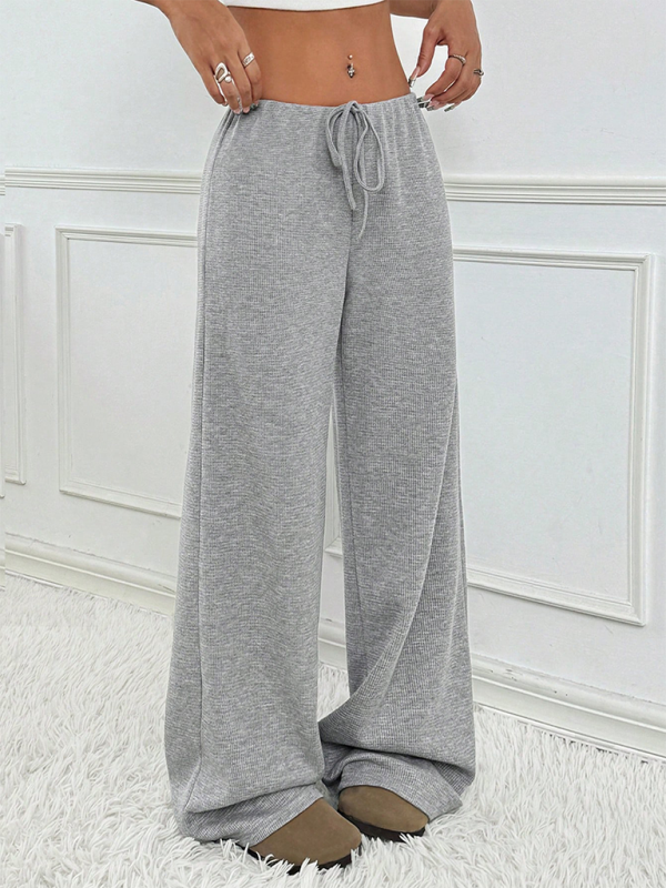 Casual Striped Rubber-band Drawstring Straight Leg Pants