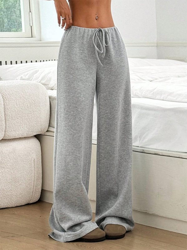 Casual Striped Rubber-band Drawstring Straight Leg Pants