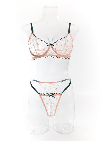 Embroidered Sexy Bra Set with Playing Card Pattern