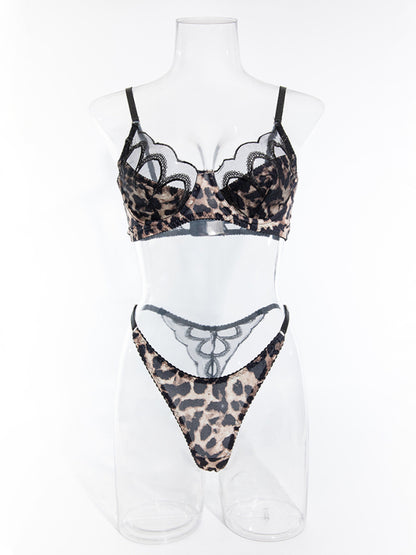 Ultra-thin Lace Leopard Print Bra Comfortable Sexy Underwear Set