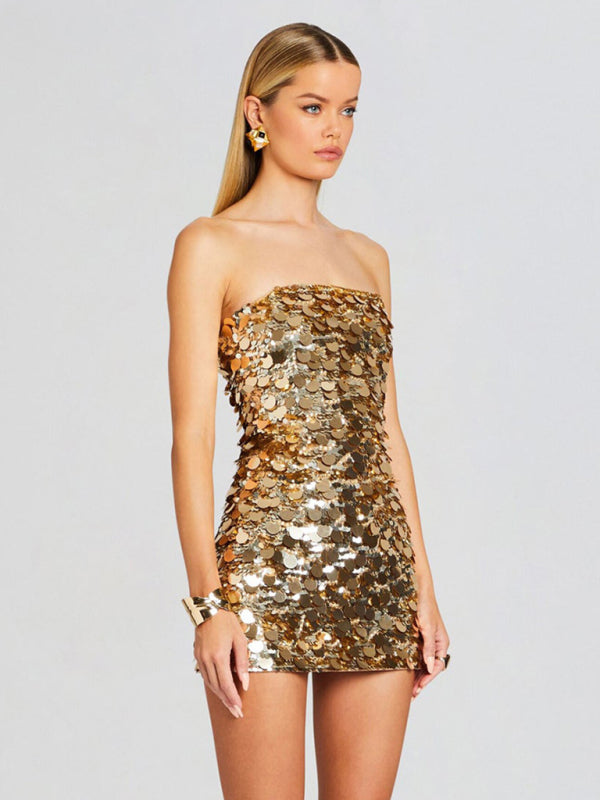 Sexy Tube Top Sequin Mini Party Dress