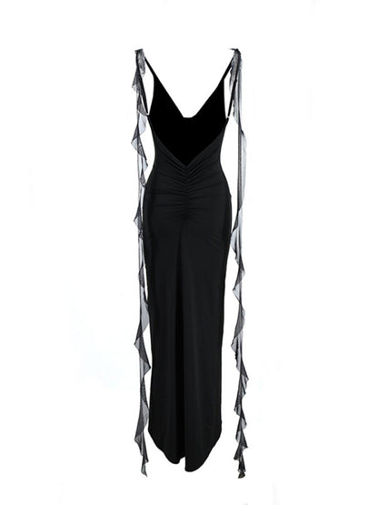 Hot Girl Sexy V-neck Backless Fishtail Evening Dress