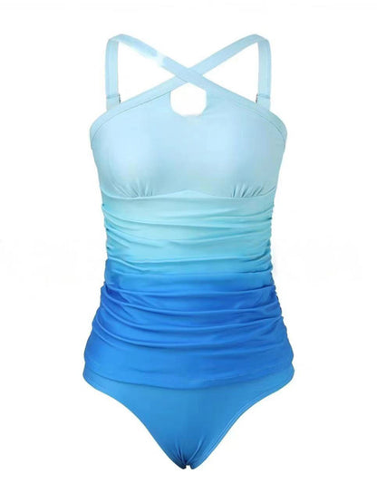 Halter Strap Gradient Beach Vacation One-piece Swimsuit