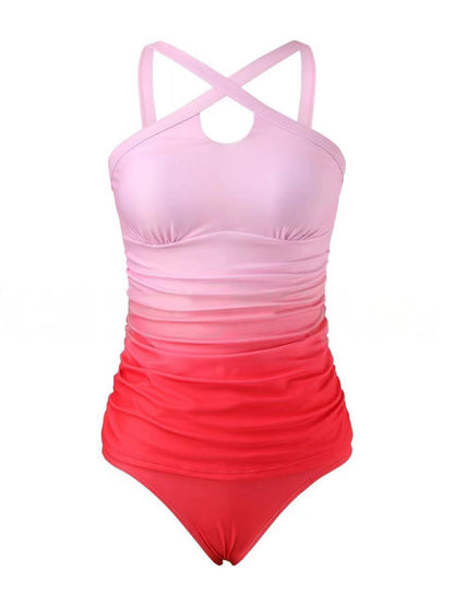 Halter Strap Gradient Beach Vacation One-piece Swimsuit